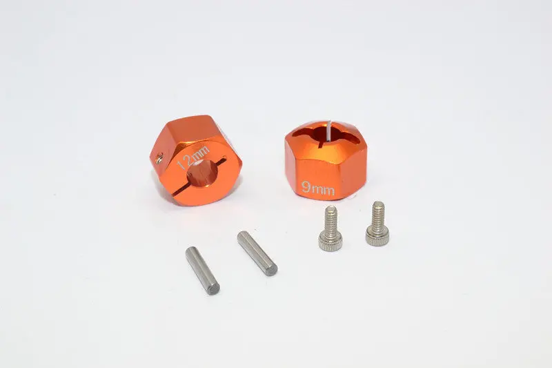 Tamiya Wild Willy 2 Aluminumhex Adapter (12X9mm) - 2Pcs Set Orange 1