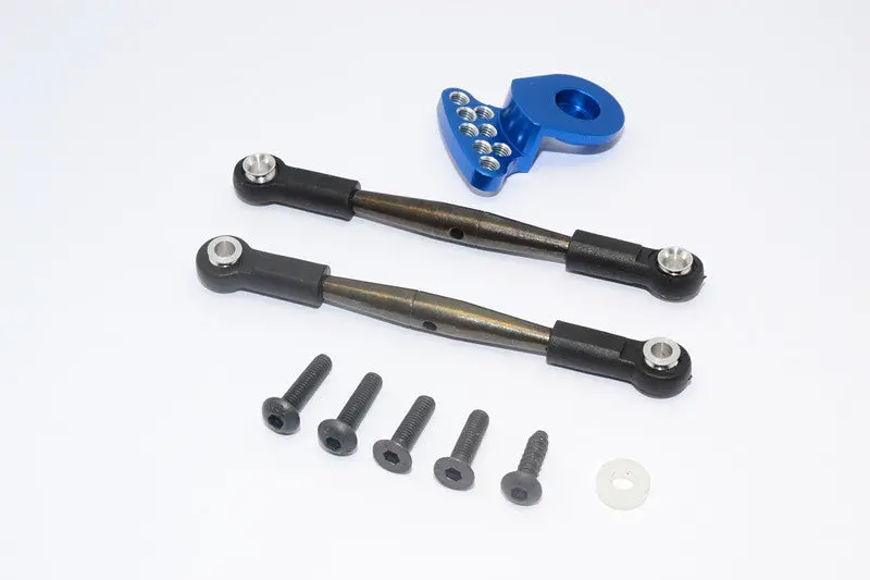 Tamiya Wild Willy 2 Spring Steel Anti-Thread Steering Tie Rod & Servo Horn - 3Pcs Set Blue 1