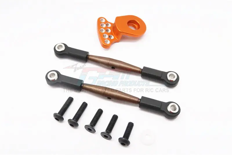 Tamiya Wild Willy 2 Spring Steel Anti-Thread Steering Tie  Rod & Servo Horn - 3Pcs Set Orange 1