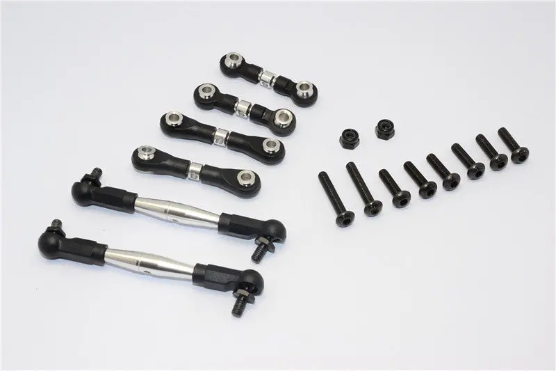 Tamiya Wr02c Aluminum Completed Anti-Thread Tie Rod - 7Pcs Set Silver 1