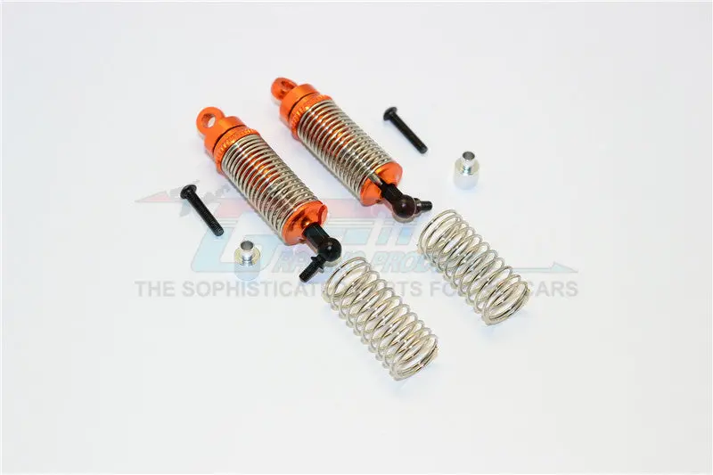 Team Associated Rc18t Aluminum Front Adjustable Spring Dampers (47Mm) With 1.0Mm Springs & 0.9Mm Spare Springs - 1Pr Set Orange 1