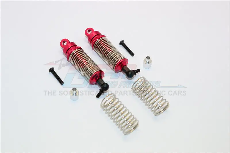 Team Associated Rc18t Aluminum Front Adjustable Spring Dampers (47Mm) With 1.0Mm Springs & 0.9Mm Spare Springs - 1Pr Set Red 1