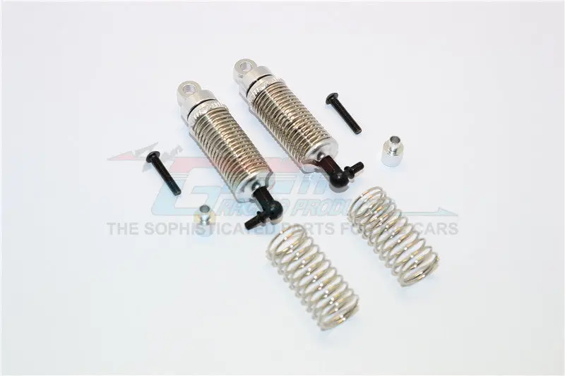 Team Associated Rc18t Aluminum Front Adjustable Spring Dampers (47Mm) With 1.0Mm Springs & 0.9Mm Spare Springs - 1Pr Set Silver 1