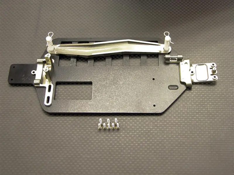 Team Associated Rc18t Fibre Full Set Chassis With Aluminum Mounts & Strap Battery Plate & Screws - 1Set Silver 1