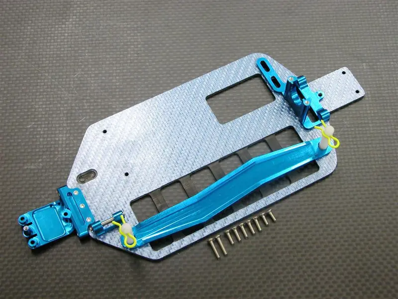 Team Associated Rc18t Graphite Full Set Chassis With Aluminum Mounts & Strap Battery Plate & Screws - 1 Set (Multiple Colors) Blue 1