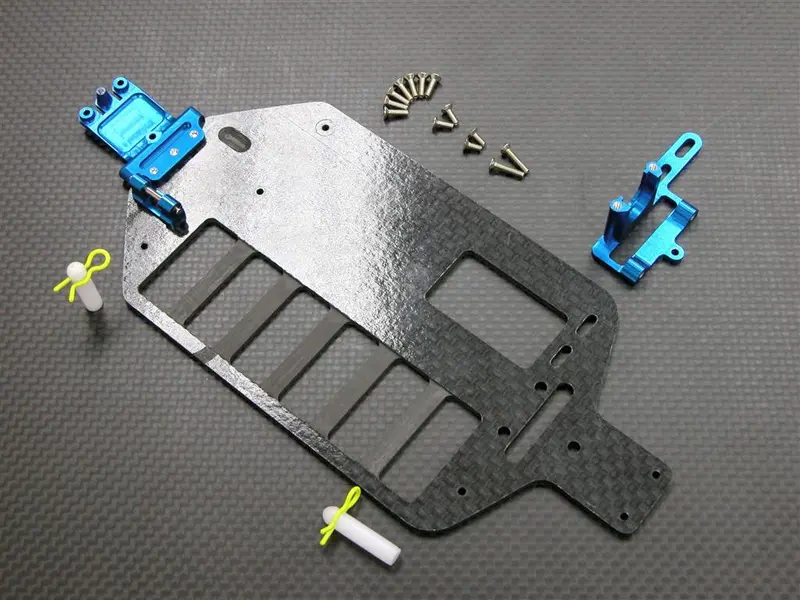 Team Associated Rc18t Graphite Main Chassis With Screws & E-Clips - 1Pc Set Economy Version Blue 1