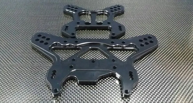 Team Losi 5Ive-T Aluminum 7075 Front + Rear Shock Tower - 2 Pcs Black 1