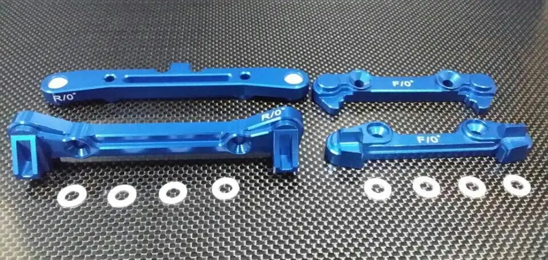 Team Losi 5Ive-T Aluminum Front Arm Bulk (0 Degree) + Rear Arm Bulk (4 Degree) - 4Pcs Blue 1