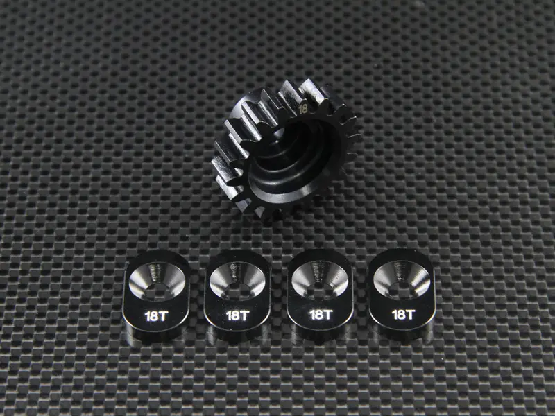 Team Losi 5Ive-T Steel Clutch Bell Pinion (18T) With Pads - 5Pcs Set Black 1