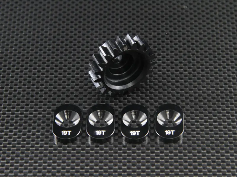 Team Losi 5Ive-T Steel Clutch Bell Pinion (19T) With Pads - 5Pcs Set Black 1