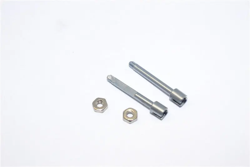 Team Losi Micro T Aluminum Rear Wheel Shaft With Lock Nuts - 1Pr Set Gray Silver 1