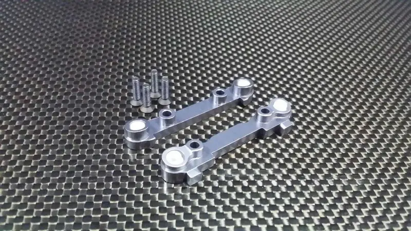 Team Losi Mini 8Ight & 8Ight-T Aluminum Front Suspension Mount - 2Pcs Gray Silver 1