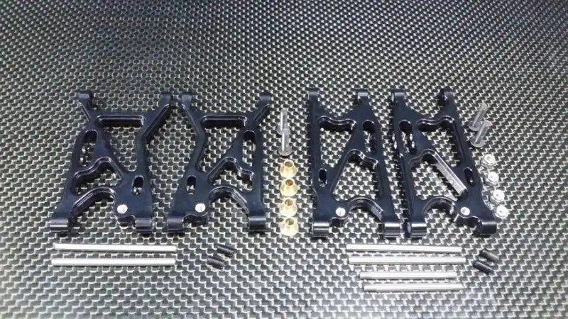 Team Losi Mini 8Ight Aluminum Front + Rear Suspension Arms - 2Prs Set Black 1