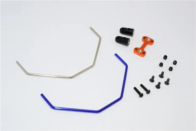 Team Losi Mini 8Ight Aluminum + Hard Steel Front Anti-Roll Bar - 1 Set Orange 1