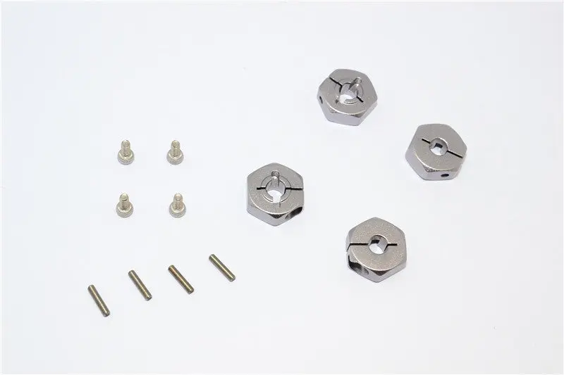 Team Losi Mini 8Ight Aluminum Hex Adapter - 4Pcs Set Gray Silver 1