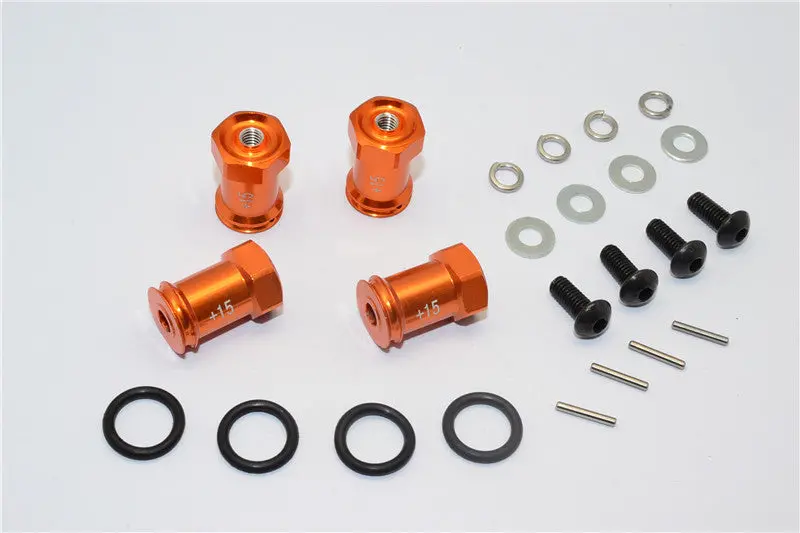Team Losi Mini 8Ight Aluminum Hex Wideners (+15Mm) - 4Pcs Set Orange 1