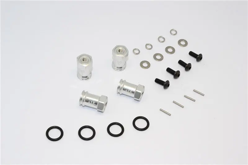 Team Losi Mini 8Ight Aluminum Hex Wideners (+15Mm) - 4Pcs Set Silver 1