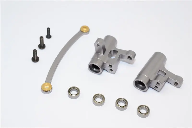 Team Losi Mini 8Ight Aluminum Steering Assembly With Bearings - 3Pcs Set Gray Silver 1