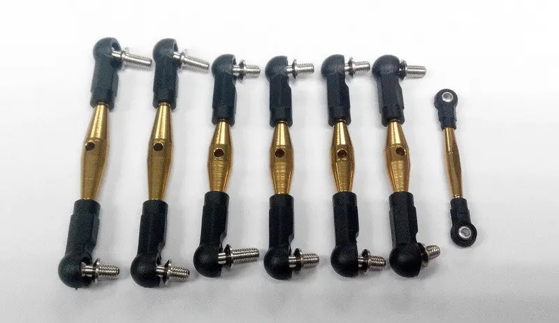 Team Losi Mini 8Ight Aluminum Tie Rod With Plastic Black Ball Ends - 7Pcs Set Golden Black 1