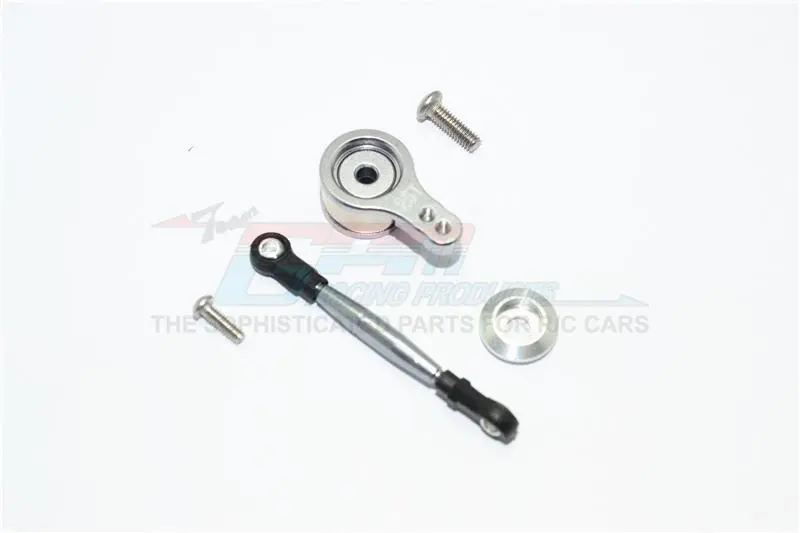 Team Losi Mini 8Ight Buggy Aluminum Servo Saver With Steering Link - 1 Set Gray Silver 1