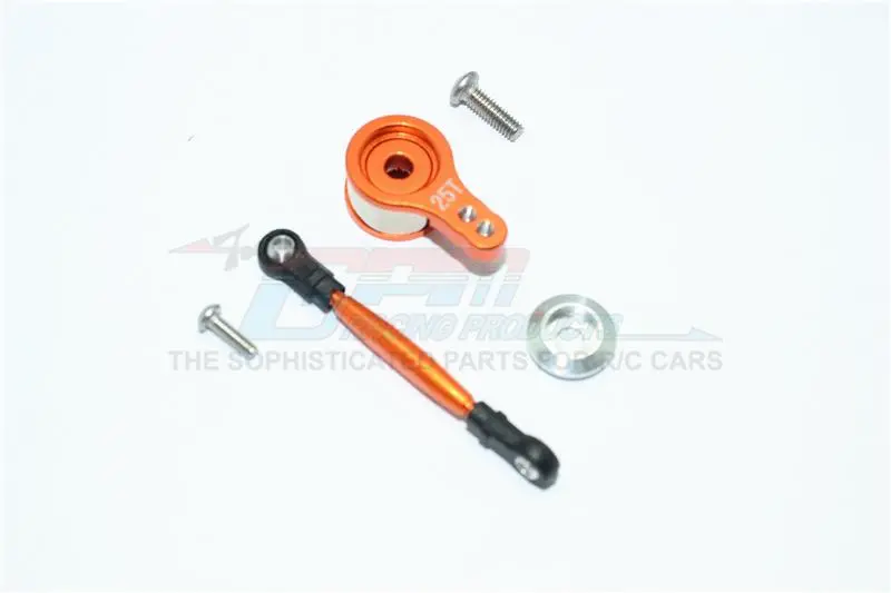 Team Losi Mini 8Ight Buggy Aluminum Servo Saver With Steering Link - 1 Set Orange 1