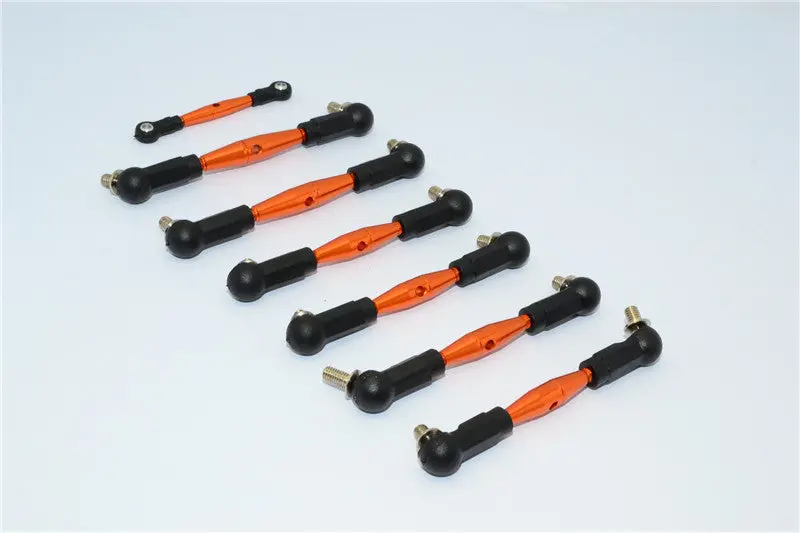 Team Losi Mini 8Ight Buggy Aluminum Tie Rod With Plastic Black Ball Ends - 7Pcs Set Orange 1
