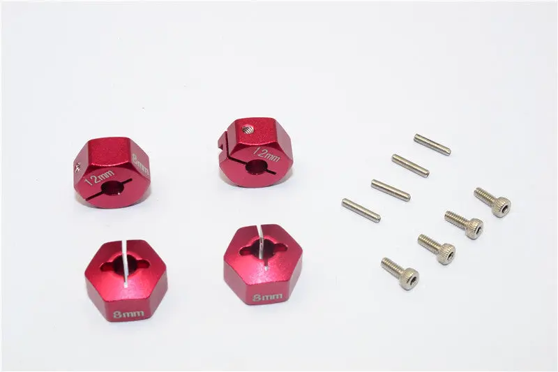 Team Losi Mini 8Ight-T Truggy Aluminum Drive Adapter (12Mmx8mm) - 4Pcs Set Red 1