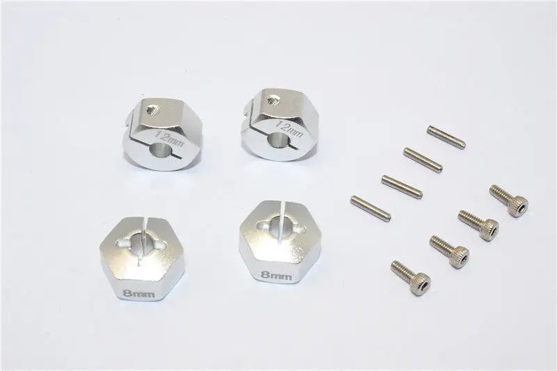 Team Losi Mini 8Ight-T Truggy Aluminum Drive Adapter (12Mmx8mm) - 4Pcs Set Silver 1