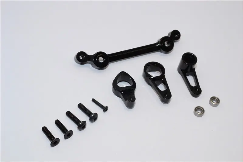 Team Losi Mini 8Ight-T Truggy Aluminum Steering Assembly With Bearings - 4Pcs Set Black 1