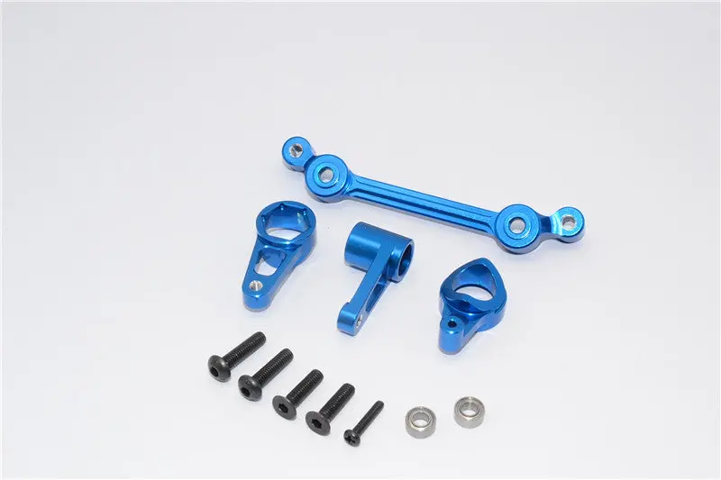 Team Losi Mini 8Ight-T Truggy Aluminum Steering Assembly With Bearings - 4Pcs Set Blue 1