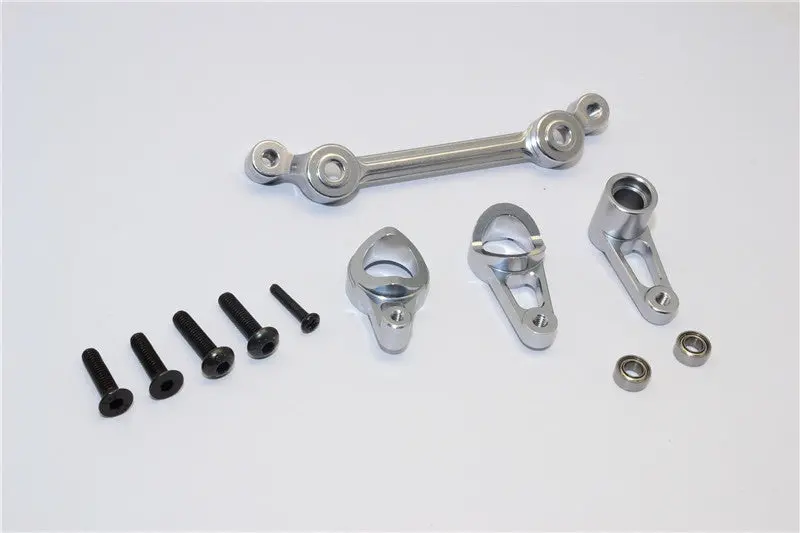 Team Losi Mini 8Ight-T Truggy Aluminum Steering Assembly With Bearings - 4Pcs Set Gray Silver 1