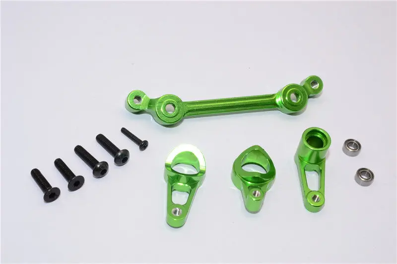 Team Losi Mini 8Ight-T Truggy Aluminum Steering Assembly With Bearings - 4Pcs Set Green 1