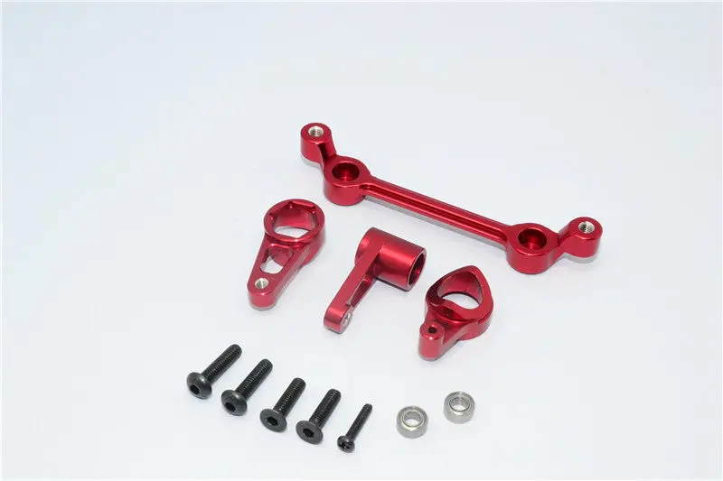 Team Losi Mini 8Ight-T Truggy Aluminum Steering Assembly With Bearings - 4Pcs Set Red 1