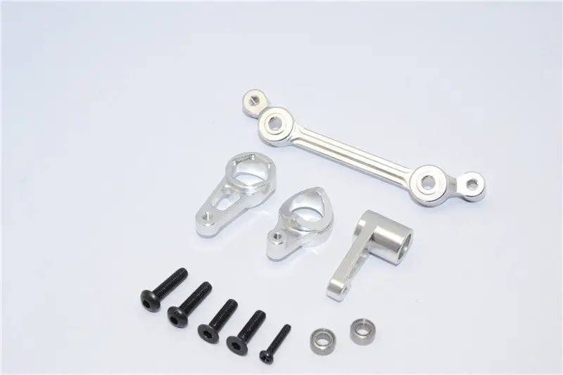 Team Losi Mini 8Ight-T Truggy Aluminum Steering Assembly With Bearings - 4Pcs Set Silver 1