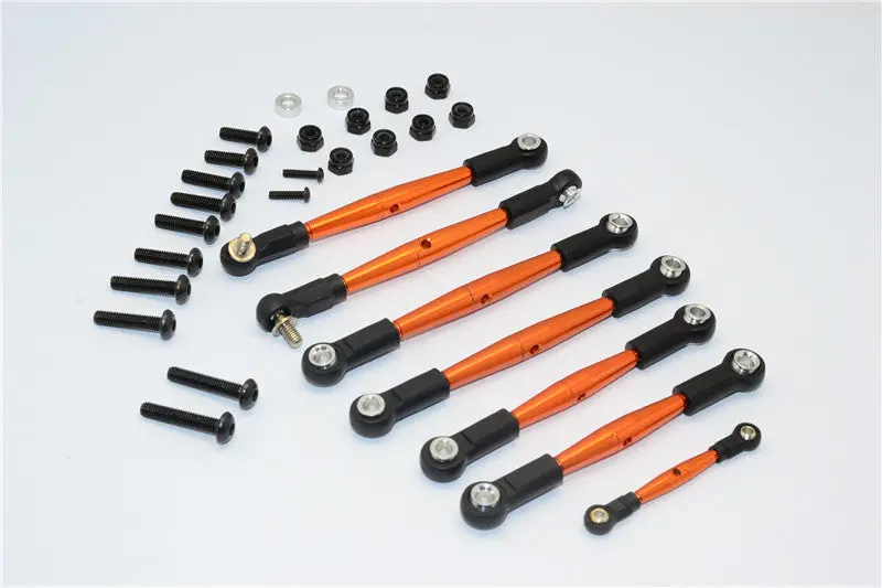 Team Losi Mini 8Ight-T Truggy Aluminum Tie Rod With Plastic Black Ball Ends - 7Pcs Set Orange 1