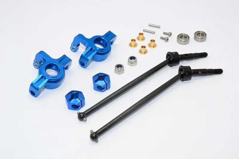 Team Losi Mini 8Ight-T Truggy Steel #45 Front/Rear Cvd Drive Shaft With Front Knuckle & 12X8mm Hex & 5X10 Bearings - 1 Set Blue 1