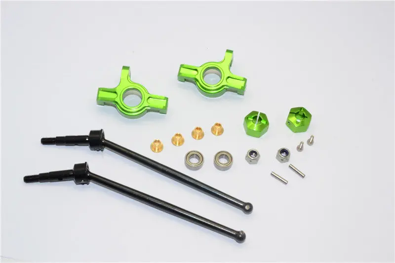 Team Losi Mini 8Ight-T Truggy Steel #45 Front/Rear Cvd Drive Shaft With Front Knuckle & 12X8mm Hex & 5X10 Bearings - 1 Set Green 1