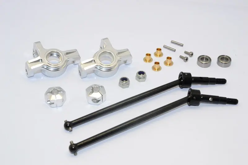 Team Losi Mini 8Ight-T Truggy Steel #45 Front/Rear Cvd Drive Shaft With Front Knuckle & 12X8mm Hex & 5X10 Bearings - 1 Set Silver 1