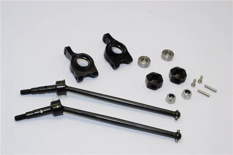 Team Losi Mini 8Ight-T Truggy Steel #45 Front/Rear Cvd Drive Shaft With Rear Knuckle & 12X8mm Hex & 5X10 Bearings - 1 Set Black 1
