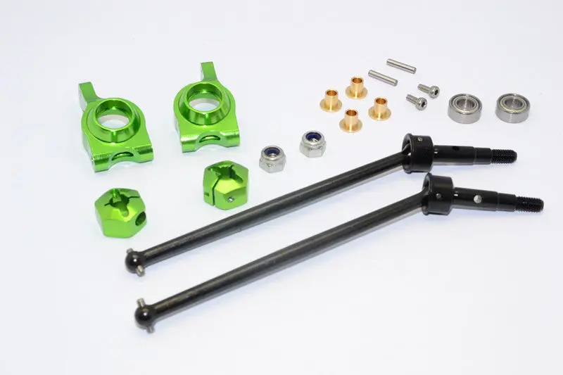 Team Losi Mini 8Ight-T Truggy Steel #45 Front/Rear Cvd Drive Shaft With Rear Knuckle & 12X8mm Hex & 5X10 Bearings - 1 Set Green 1