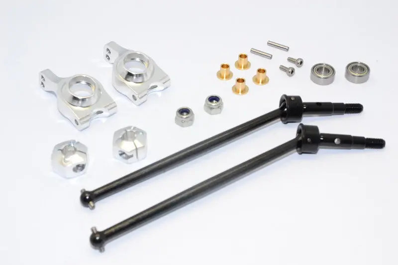 Team Losi Mini 8Ight-T Truggy Steel #45 Front/Rear Cvd Drive Shaft With Rear Knuckle & 12X8mm Hex & 5X10 Bearings - 1 Set Silver 1