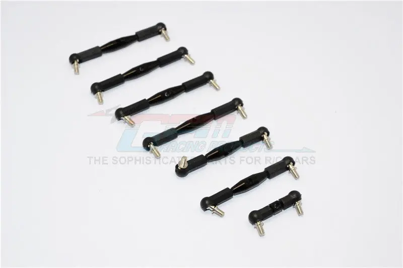 Team Losi Mini-T Aluminum Completed Tie Rod With Black Ball Ends - 7Pcs Set Black 1