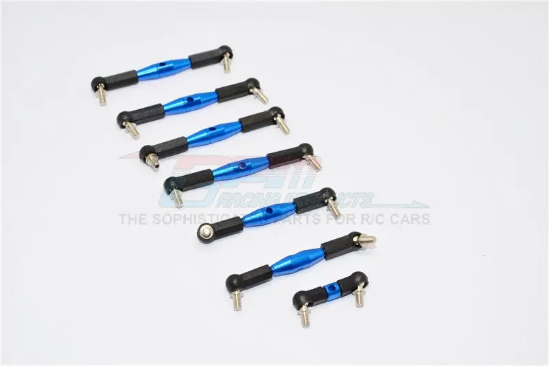 Team Losi Mini-T Aluminum Completed Tie Rod With Black Ball Ends - 7Pcs Set Blue 1