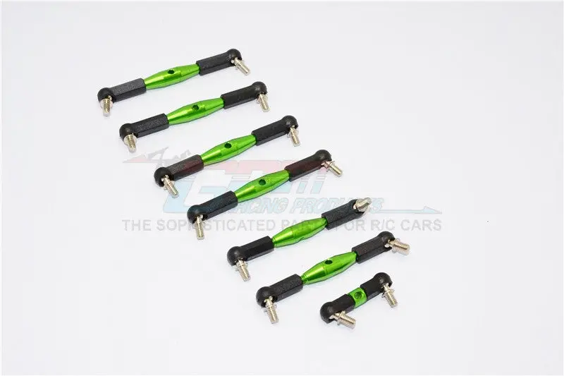 Team Losi Mini-T Aluminum Completed Tie Rod With Black Ball Ends - 7Pcs Set Green 1