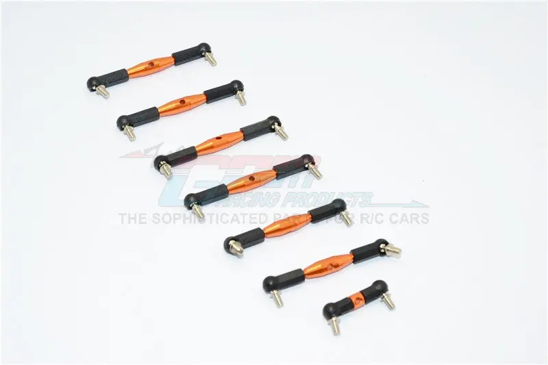 Team Losi Mini-T Aluminum Completed Tie Rod With Black Ball Ends - 7Pcs Set Orange 1