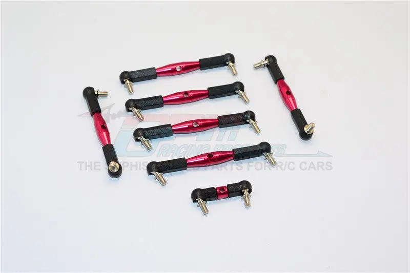 Team Losi Mini-T Aluminum Completed Tie Rod With Black Ball Ends - 7Pcs Set Red 1
