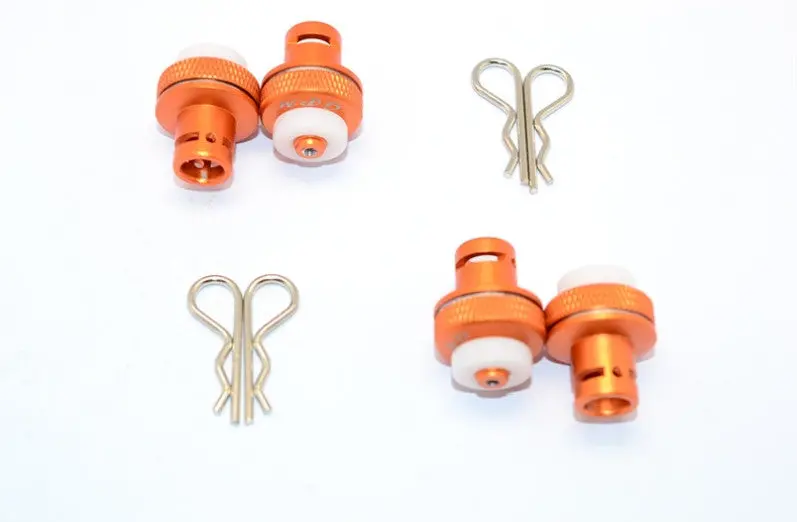 Team Magic E6 Iii Hx Aluminum Front & Rear Magnetic Body Mount - 1 Set Orange 1