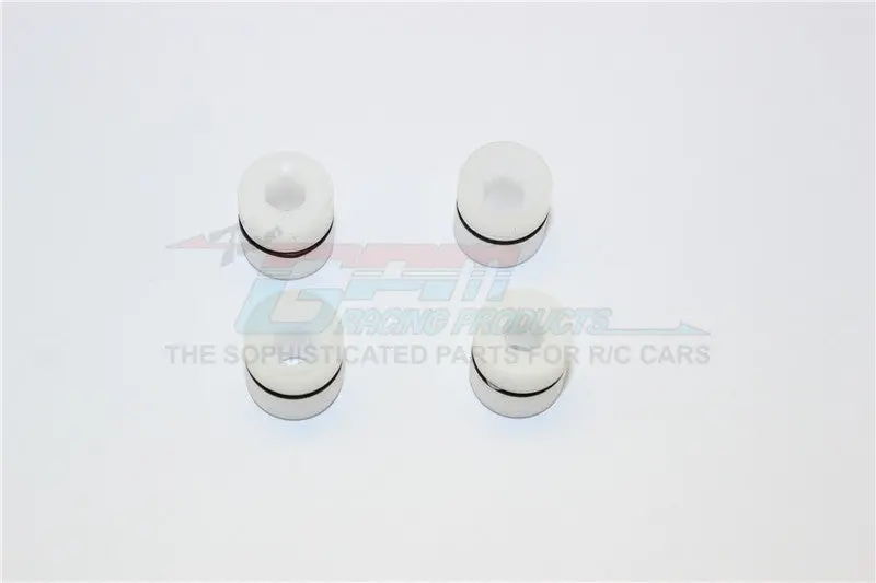Team Magic E6 Iii Hx Pom Polyoxymethylene Front/Rear Cupped Seat Ball Threaded Collars With Rubber O-Ring - 4Pcs Set White 1