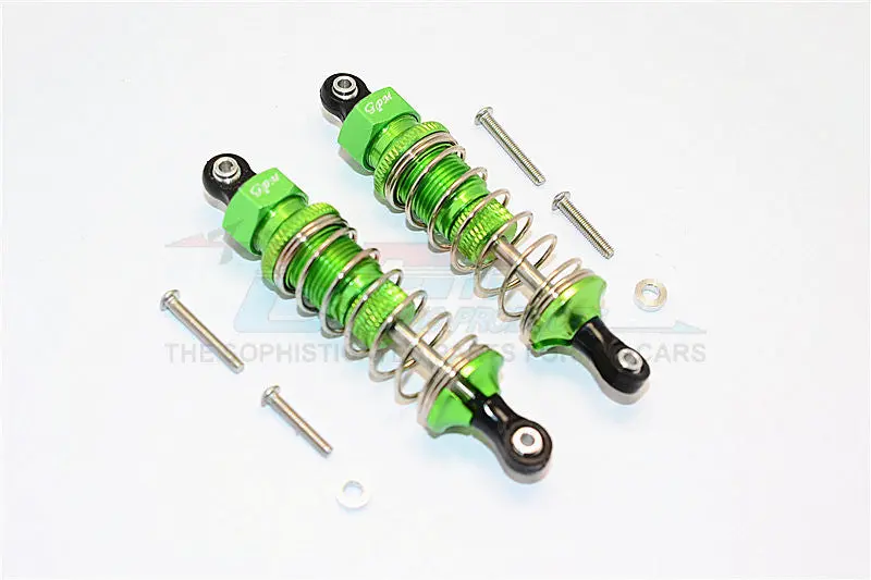 Thunder Tiger Kaiser Xs Aluminum Front/Rear Adjustable Damper (75Mm) With Plastic Ball Top - 1Pr Set Green 1
