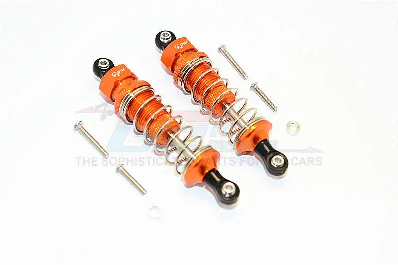 Thunder Tiger Kaiser Xs Aluminum Front/Rear Adjustable Damper (75Mm) With Plastic Ball Top - 1Pr Set Orange 1